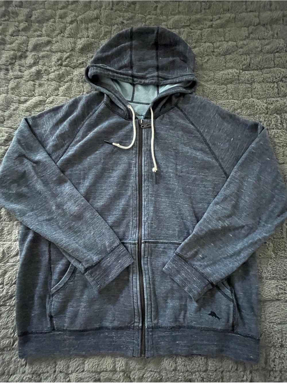 Men's Navy/Blue Tommy Bahama Full-Zip Reversible Hooded Sweater
